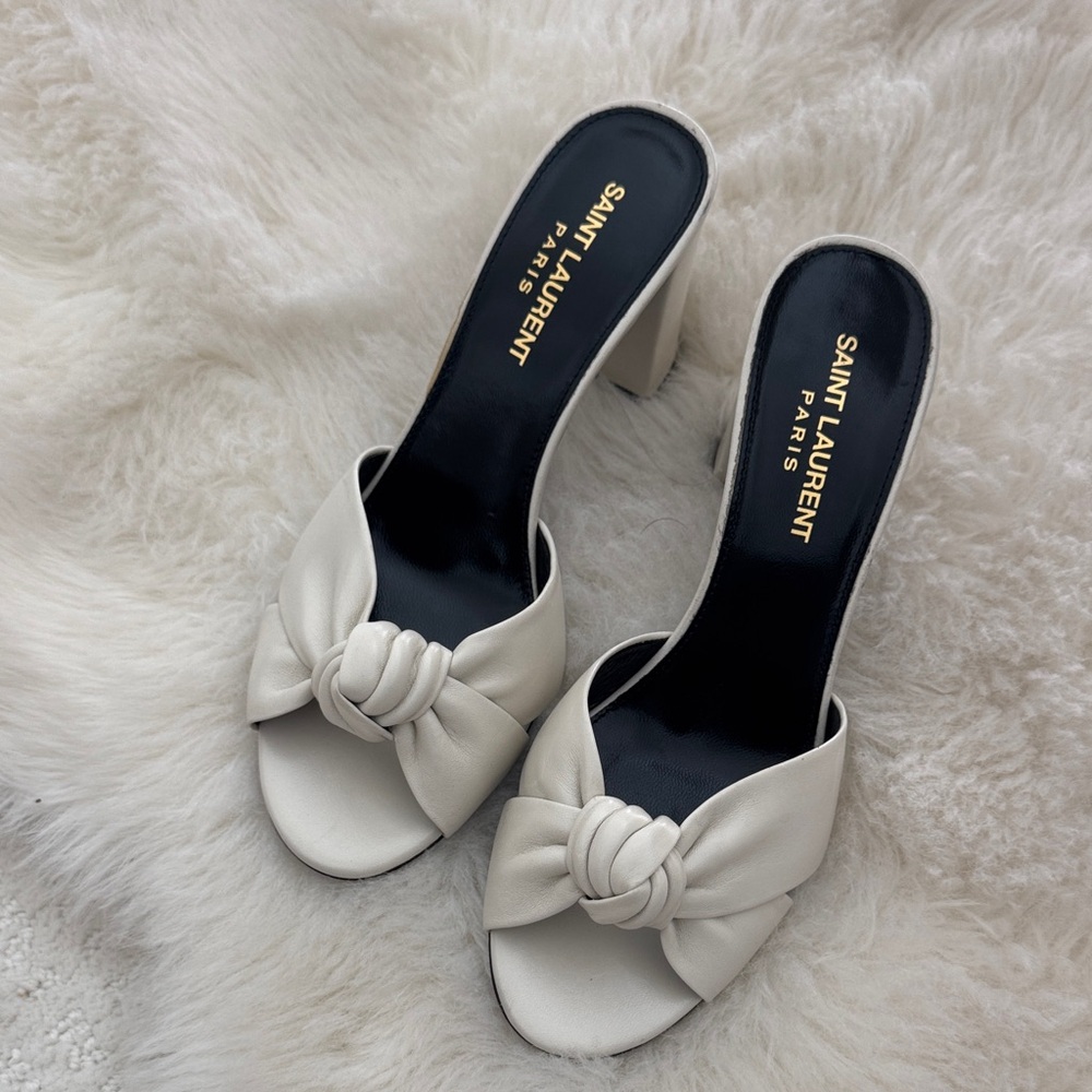 Saint Laurent Women's White Knotted Heels - Bianca 75 - like new